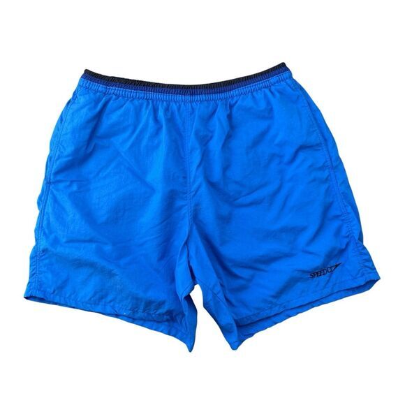 VTG Speedo Men's Mesh Lined Swim Shorts Blue Medium - Picture 1 of 8